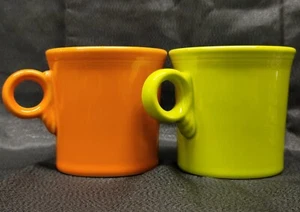 2 Fiestaware Mugs Orange And Green #4261 - Picture 1 of 11