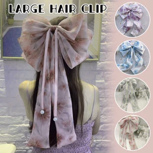 Tie Dyeing Bow Hair Clip Back Head Bowknot Hairpin Women Headwear Oversized - Picture 1 of 19