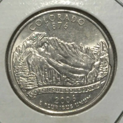 2006-P Colorado State Quarter Cud Die Break @ 3:00 On Reverse Mint Error Coin  - Image 1 of 2