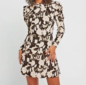 GUESS Floral Black Print Mini Dress Fitted Puff Sleeve Style Stretchy Size S - Picture 1 of 16