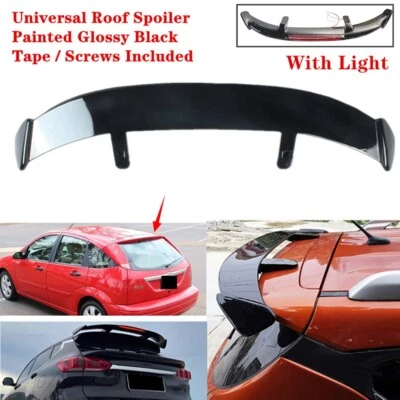 Universal Fit For Ford Focus 00-07 Rear Roof Spoiler Wing Gloss Black W/ Light Foto 1 de 4