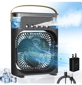 Portable Air Cooler Fan, Evaporative w/ Ac Adapter, USB, Led Light, 3 Speed - Picture 1 of 7