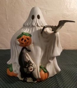 Vintage 1993 Halloween Prettique Freddy The Ghost Porcelain Light Lamp Scary Fun - Picture 1 of 7