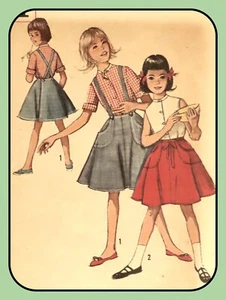 FALDA envolvente para niñas patrón con blusa Simplicity 4961 de colección 1963 talla 10 - Imagen 1 de 3