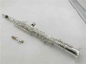 New Straight Pipe Soprano Saxophone Brass Silver 992 Plated B Flat Sax - Picture 1 of 13