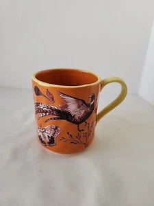 Anthropologie Orange Pheasant Moth Coffee Cup Mug 16 oz 4” - Picture 1 of 5
