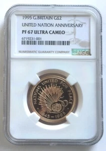 Great Britain 1995 United Nations 2 Pounds NGC Gold Coin,Proof - Picture 1 of 2