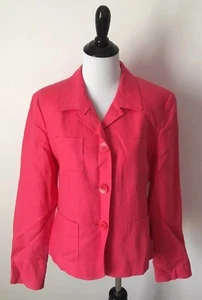 Talbots Jacket Blazer 10 Salmon Pink Irish Linen Button Down Front Pockets New - Picture 1 of 6
