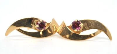 Brincos de ouro amarelo 14k com gota de granada de uva rodolita roxa - Imagem 1 de 4