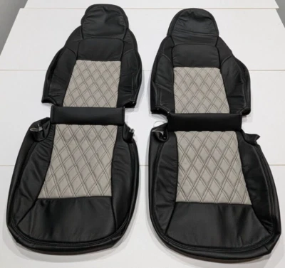 Fundas de asiento de cuero gris negro base cupé Chevrolet Corvette 2005-2011 B3 Foto 1 de 4