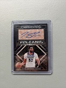 Karl Anthony Towns 2021-22 Panini Obsidian Orange Volcanic AUTO /25 Twolves 