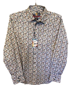 Camisa Grande Robert Graham Givens para Hombre con Botones Calce Clásico Puño Abatible Azul Marino - Imagen 1 de 10