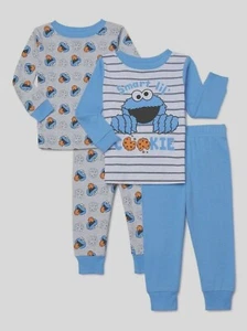 Sesamstraße Baby Junge langärmelig kuschelige Passform Baumwolle Pyjama, 4-teiliges Set, 12 Monate - Bild 1 von 3