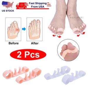 1 Pair Silicone Gel Bunion Toe Corrector Orthotics Straightener Separator Pain - Picture 1 of 11