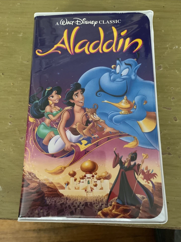 Walt Disney Home Video Black Diamond VHS Aladdin 1992 Film 1993 Jasmine Iago Foto 1 de 4