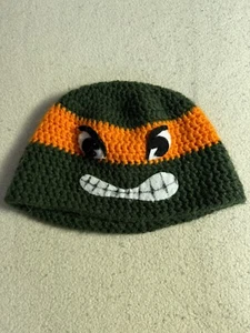 Teenage Mutant Ninja Turtles Michelangelo Handmade Hat Crochet Winter Beanie - Picture 1 of 8