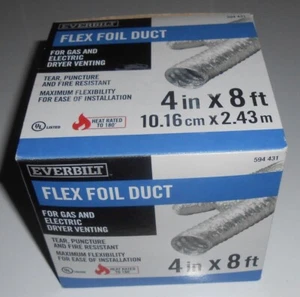 EVERBILT ALUMINIO FLEX PAPEL ALUMINIO CONDUCTO 4 PULGADAS X 8 PIES SECADORA VENTILACIÓN PARA SECADORAS DE GAS Y ELÉCTRICAS - Imagen 1 de 2