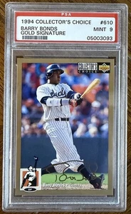 BARRY BONDS 1994 CUBIERTA SUPERIOR ELECCIÓN DE COLECCIONISTA FIRMA DORADA SP #610 PSA 9 LEER - Imagen 1 de 3