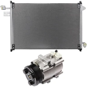 Aluminum AC Condenser + AC Compressor Cooling Kit For 2005-2006 Ford Mustang - Picture 1 of 10