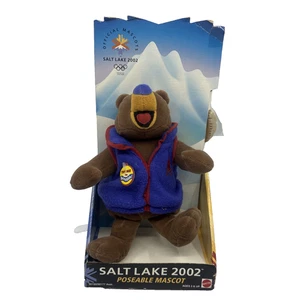 Salt Lake City 2002 Olympic Mascot Coal Plush Bear Bendable NEW DEAD BATTERY - Picture 1 of 7