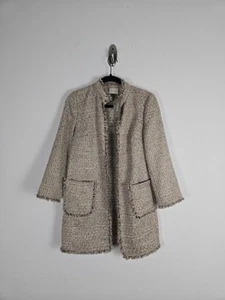 Nuevo con etiquetas Chaqueta Topper Texturizada Chico's Talla Pequeña (0) Marrón Taupe Tweed Manga 3/4 - Imagen 1 de 12