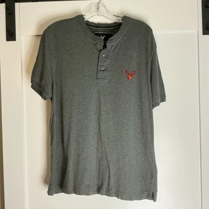 American Eagle Outfitters Short Sleeve Henley Vintage Fit Mens Size Large Preppy - Picture 1 of 4