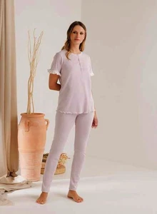Pigiama donna in jersey di cotone con frappa Andra 9710 - Picture 1 of 1