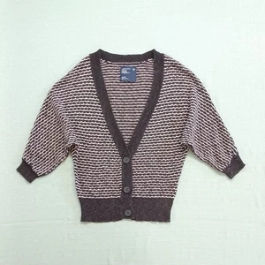 American Eagle Strickjacke Pullover Damen XS Halbarm V-Ausschnitt grau gestreift 3 Knöpfe - Bild 1 von 24