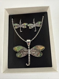 Mixit Dragonfly Pendant Necklace & Earrings Set Chain Gift Boxed - Picture 1 of 7