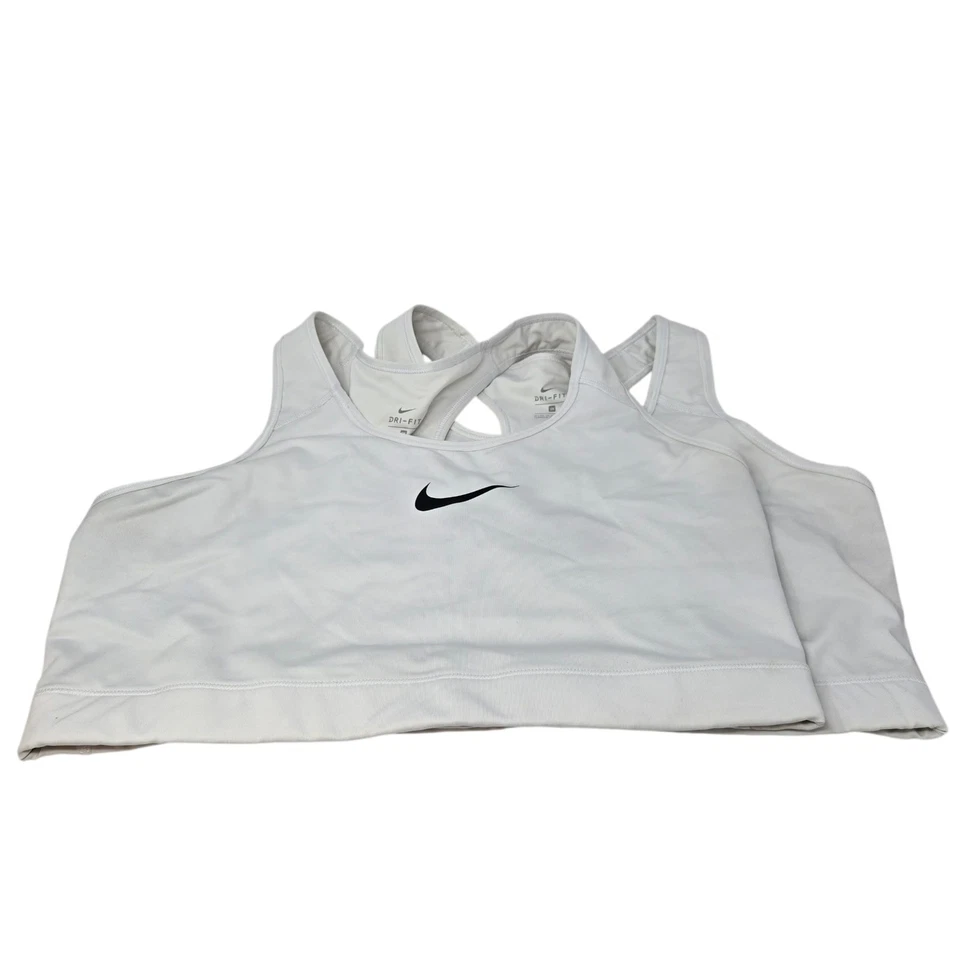 Nike Sports Bra Womens 2X White Dri-FIT Racerback Athletic Gym Set Of 2 - Image 1 of 4