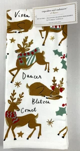 Christmas Towel SetSanta's Reindeer by Cupcakes & Cashmere Set of 2 NEW - Picture 1 of 7