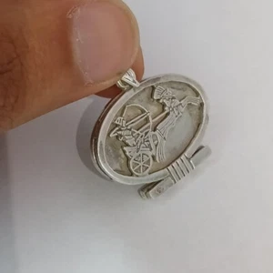 Vintage Chariot Warrior Pendant – 925 Silver – Handmade Egyptian Jewelry - Picture 1 of 10
