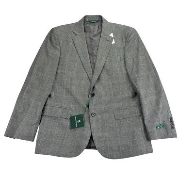 Brooks Brothers Mens Classic Fit Wool Stretch Plaid Suit Jacket Black White 44R - Image 1 of 4