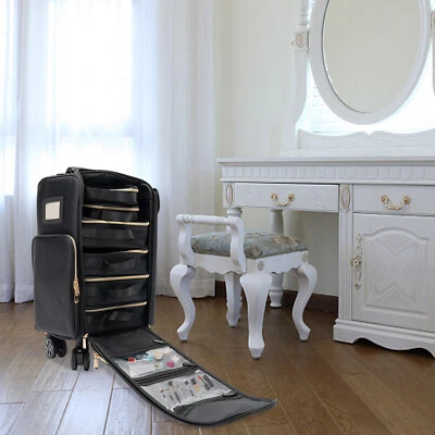 Estuche de tren de maquillaje con ruedas Estuche de maquillaje Salón Cosméticos Carro Belleza Caja de viaje Foto 1 de 4