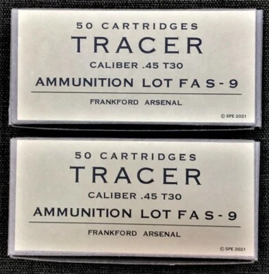 FRANKFORD ARSENAL M1911 .45 ACP T30 TRACER WWII NEW REPLICA 50 ROUND AMMO BOXES