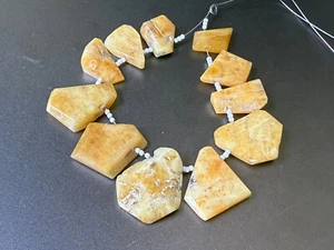 Heliodor aquamarine gemstone Nugget beads size 30-15 MM 8 inches AD-26 - Picture 1 of 5