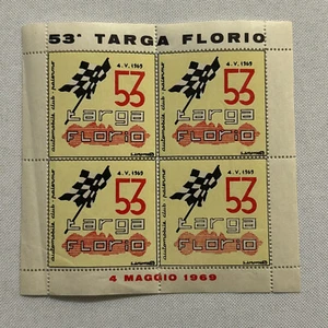 1969 Targa Florio Race Racing Postage Stamp Sheet 4x Stamps - Picture 1 of 6
