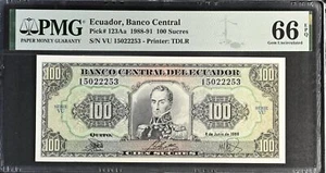Ecuador 100 Sucres 1988 P 123Aa GEM UNC PMG 66 EPQ - Picture 1 of 3