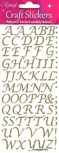 STYLISED GOLD ALPHABET Eleganza Glitter Stickers Invitations Crafts Cards 25834 - Picture 1 of 3