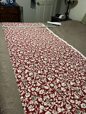 Faux Silk  (Red Background) Jacquard Rayon Blend Fabric Material - Image 1 of 2