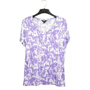 Camiseta informal Simply Vera Vera Wang Top para mujer XL L púrpura blanco rayón cuello redondo - Imagen 1 de 10