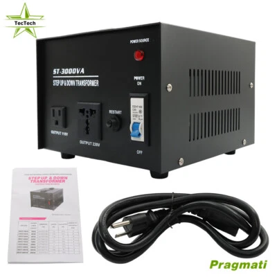 3000 W Voltage Converter Transformer Step Up/Down 110v to 220v/220v to 110v US - Image 1 of 4