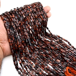 100% Natural Red Tiger's Eye Gemstone Beads Strand Triangle 13 Inch Gemstone Lot - Picture 1 of 27
