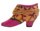 Fancy Boot Hinged Trinket Box Bootie Shoe Small Pink Yellow Floral Gold 