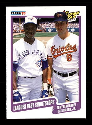 1990 Fleer #634 Tony Fernandez Cal Ripken, Jr. Blue Jays Orioles Baseball Card - Image 1 of 2