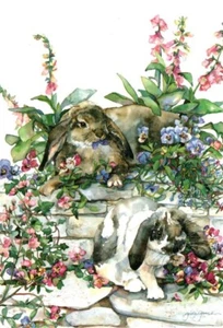 Jodi Jensen Hasen Hasen Kaninchen Garten Blumen leer innen Notizkarte 5er Set - Bild 1 von 2
