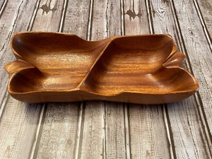 Vintage Monkey Pod Wood Divided Tray MCM Tiki Hawaii - Imagen 1 de 8