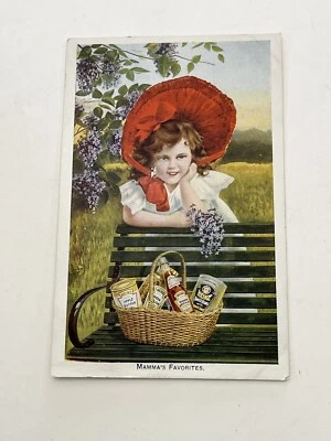 Heinz Manteiga de Amendoim Cartão Comercial Vintage Menina Favorita Chapéu Vermelho Antigo - Imagem 1 de 4