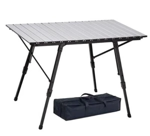 Portable Adjustable Camping Table - Sturdy Aluminum, Oversized Foldable - Picture 1 of 7
