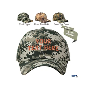Custom Embroidered Camo Baseball Cap Cotton Hunting Dad Hats for Men & Women - Picture 1 of 14